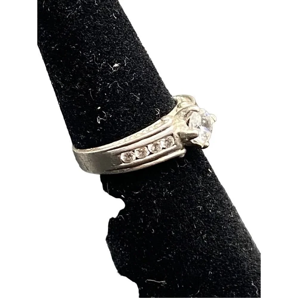 NF Chapal sterling silver 925 round CZ diamond engagement ring 6